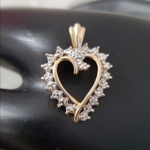10K Gold Heart Diamond Pendant